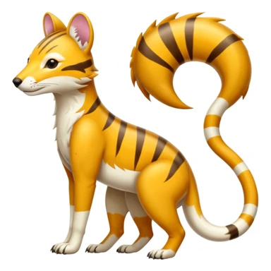 Colorful tropical exotic shiny white beautiful fantasy-Thylacine-Vernid-Cacomistle-Oncilla-animal-Fakémon-hybrid-fursona (full body) sticker
