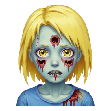 zombie girl yellow hair and blue eyes pixeled sticker