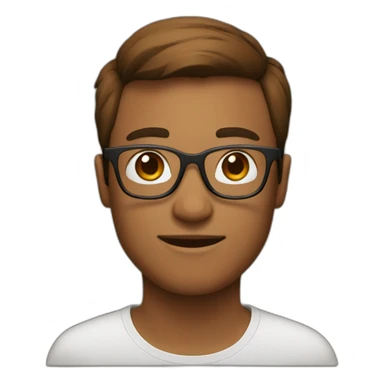 tech person, brown hear, glasses sticker