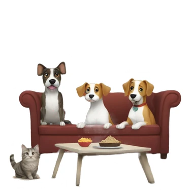 2 dogs and 1 cat watching TV sticker