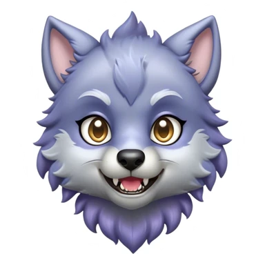 Cinematic Cute Werewolf Portrait Emoji, with a cuddly, miniature lupine form in soft moonlit grays and silvers, featuring oversized sparkling eyes and a sweet, endearing snarl, simplified yet irresistibly adorable, highly detailed with a gentle glowing outline that captures the playful, heartwarming essence of a little werewolf! sticker