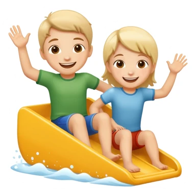 two children sliding together, happy and energetic sticker