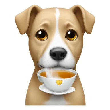 dog drinking tea sticker