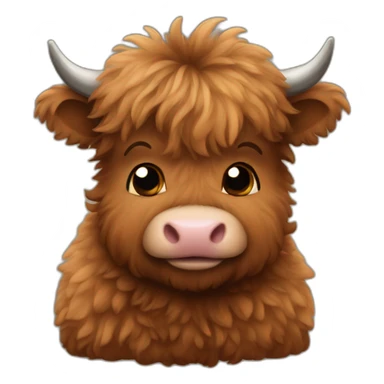 brown fluffy baby scottish cow sticker