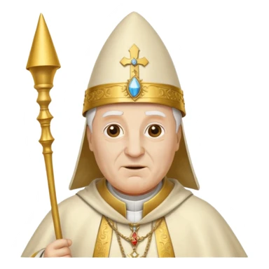 ancient pope with conical hat, white, half body sticker