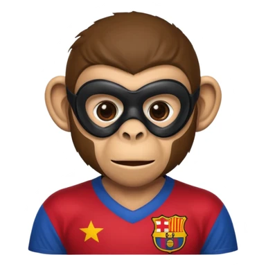 Monkey with Barcelona shirt and black mask on His face sticker