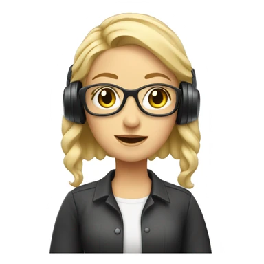 Audio technician blonde girl with an audio desk sticker