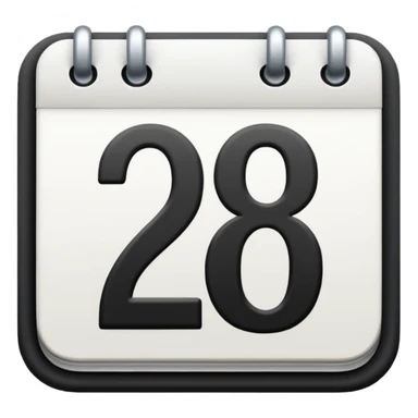 calendar with number 28, bold black numbers sticker