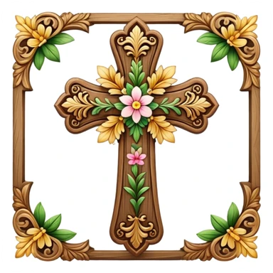 cross with flora sticker