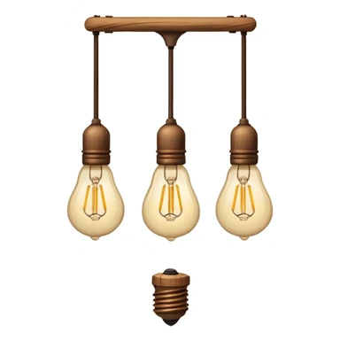 create an icon for a lamp with wooden stick and 3 bulbs hanging with a cable sticker