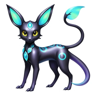 Shiny Ethereal Celestial Futuristic Modern Cyber-Salandit-Umbreon-Espeon-Hybrid (Full body) sticker