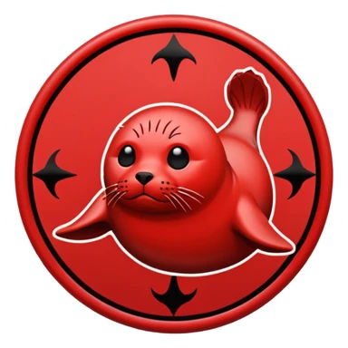 iOS sticker, summoning seal, black circle, red symbol, minimal sticker