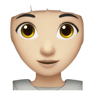 pale skinned girl with black hair bangs sticker