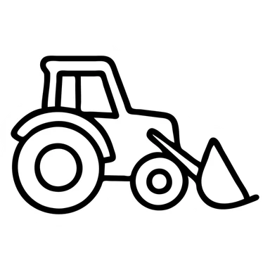 red tractor with a scoop, outlined icon sticker