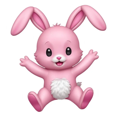 Exited pink bunny, kawaii chibi fluffy ears and body jumping of excitement  sticker
