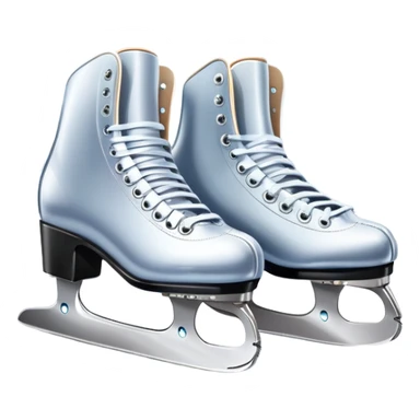 An icon featuring a pair of elegant figure skates standing on the smooth ice of a rink, with sparkling ice beneath them. The background shows a grand ice arena with bright lights and empty stands, highlighting the beauty and grace of figure skating. Transparent background. sticker