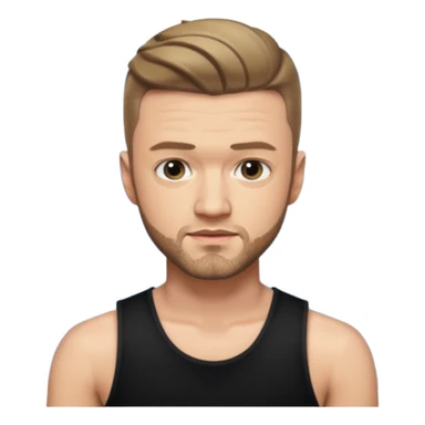 Justin Timberlake dark blonde hair, black tank top sticker