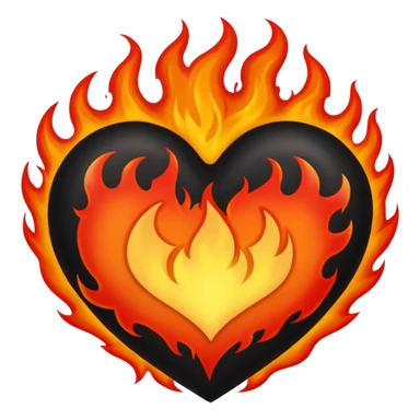 black heart emoji engulfed in fire sticker