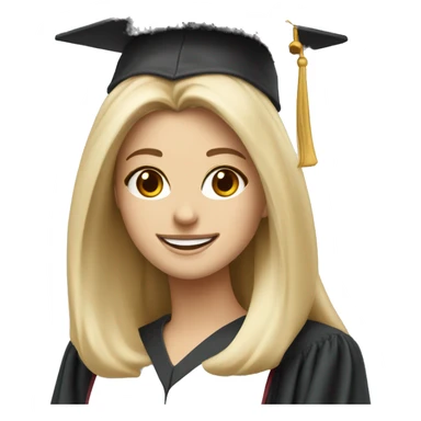 Blonde white girl smiling wearing graduation cap with university of Chicago Loyola sticker