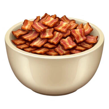 fine brown bacon bits in small bowl sticker