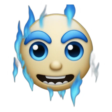 Hyped Emoji with blue flames as eyes sticker