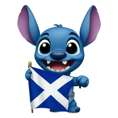 stitch holding a scotland flag sticker