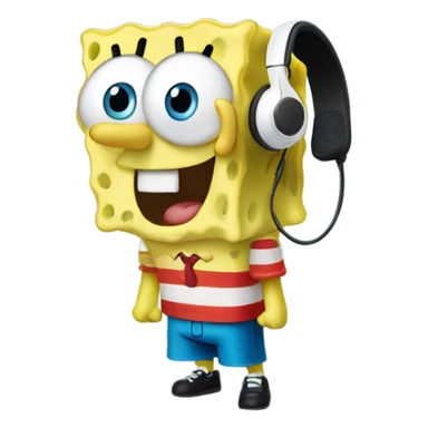 spongebob listening with airpods sticker