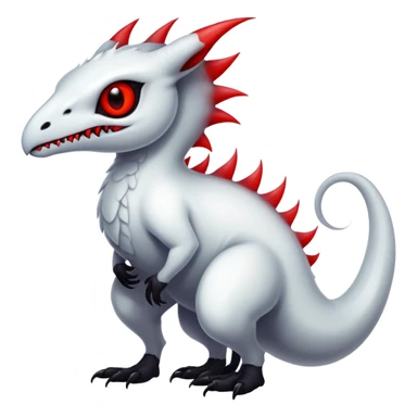 a translucent white with black belly and red eyes exotic edgy vernid-fionbri-creature full body sticker