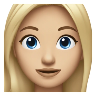 Une femme avec les cheveux long lisse et blond, elle a les yeux bleus et a du mascara sticker