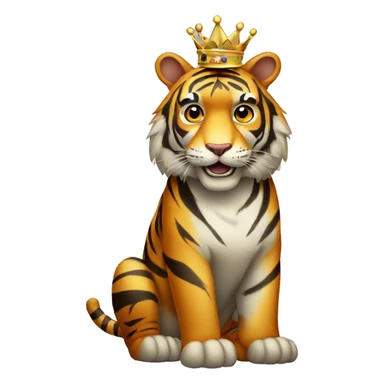 Tiger full body wearing a crown sticker