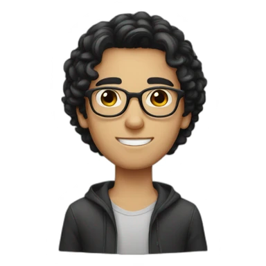 a dark hair young guy with round head and glasses sticker