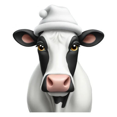 Black and white Cow in a snow hat sticker