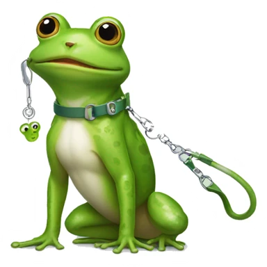 Frog with a dog on a leash sticker
