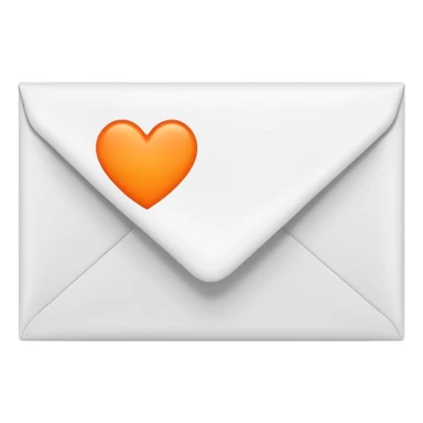 white envelop with orange heart inside sticker
