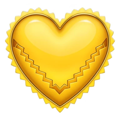 yellow heart with zigzag border sticker