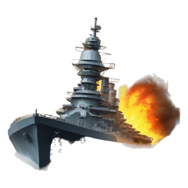 Battleship on fire sticker