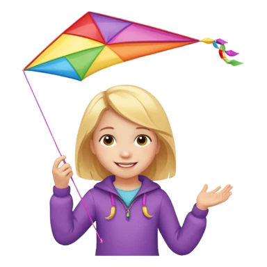 little girl kid with kite sticker