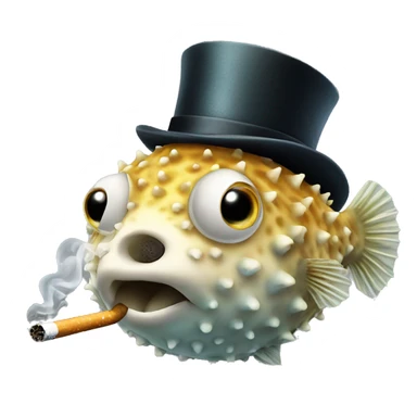 Pufferfish with a cigarette and top hat sticker