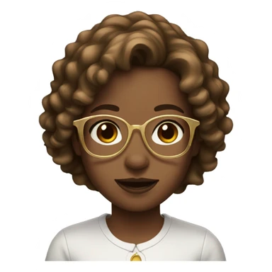 girl with wavy brown hair and gold glasses sticker