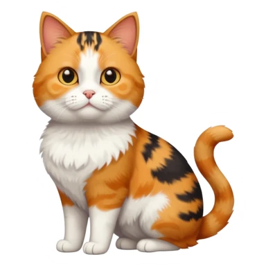 full body calico tabby + white cat with tiny head and fat body sticker