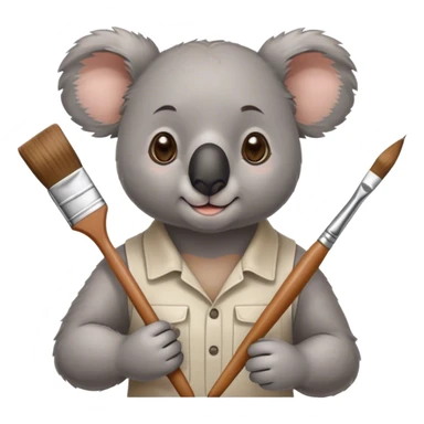 French koala artist with paintbrush sticker