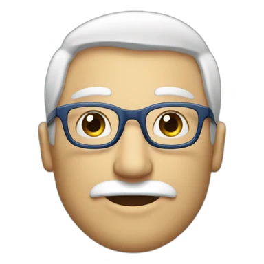 Uomo in pensione con barba bianca, capelli grigi, occhiali blu, allegro sticker