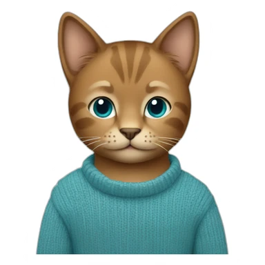 Anthropomorphic Cat with Tan Fur and Brown hair wearing a Cyan jumper and blue jeans sticker