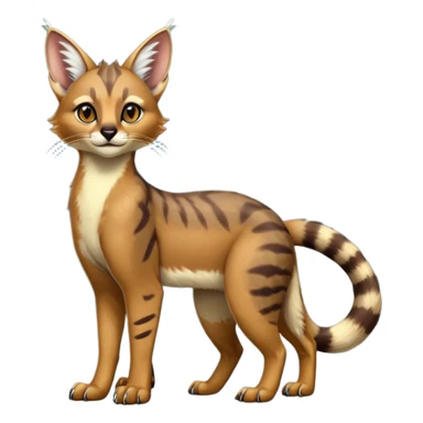  glorious divine exotic cute cool beautiful shiny beautiful fantasy-caracal-civet-genet-sergal-vernid-Cacomistle-oncilla-animal-Fakémon-hybrid-fursona (full body) sticker