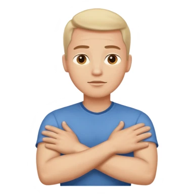 arms crossed hands around neck eyes open man sticker