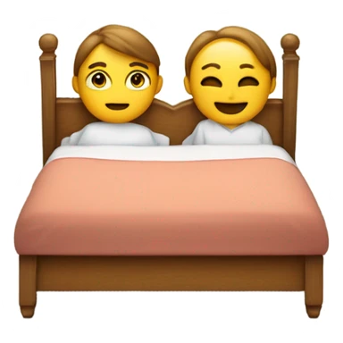 una cama con una persona encima de una persona estilo emoji jugando sticker