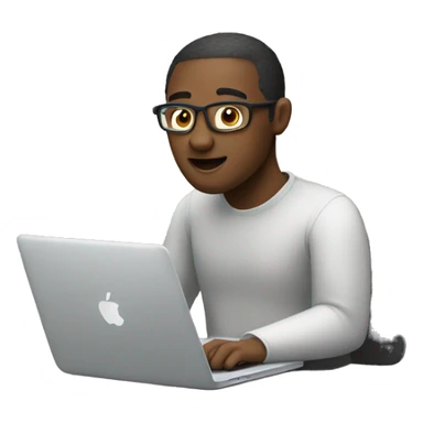 A man with a macbook, coding sticker