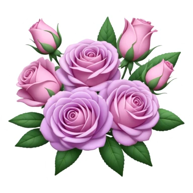 big bouquet Lavender Tea Rose, luxuriant, leaf, bud sticker