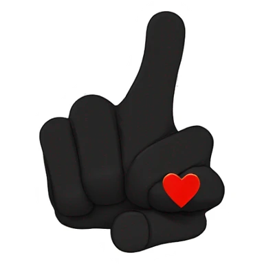 Black broken heart wiith a finger gun sticker