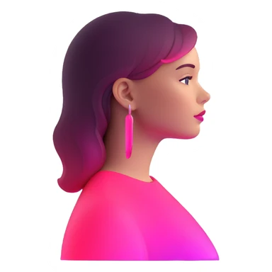 Girl in profile view with curved silhouette, transparent glass style, bright pink gradient, with highlights and shadows, minimalist design sticker